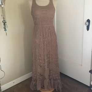 Lace Dress-Lined-Light Brown-sz S